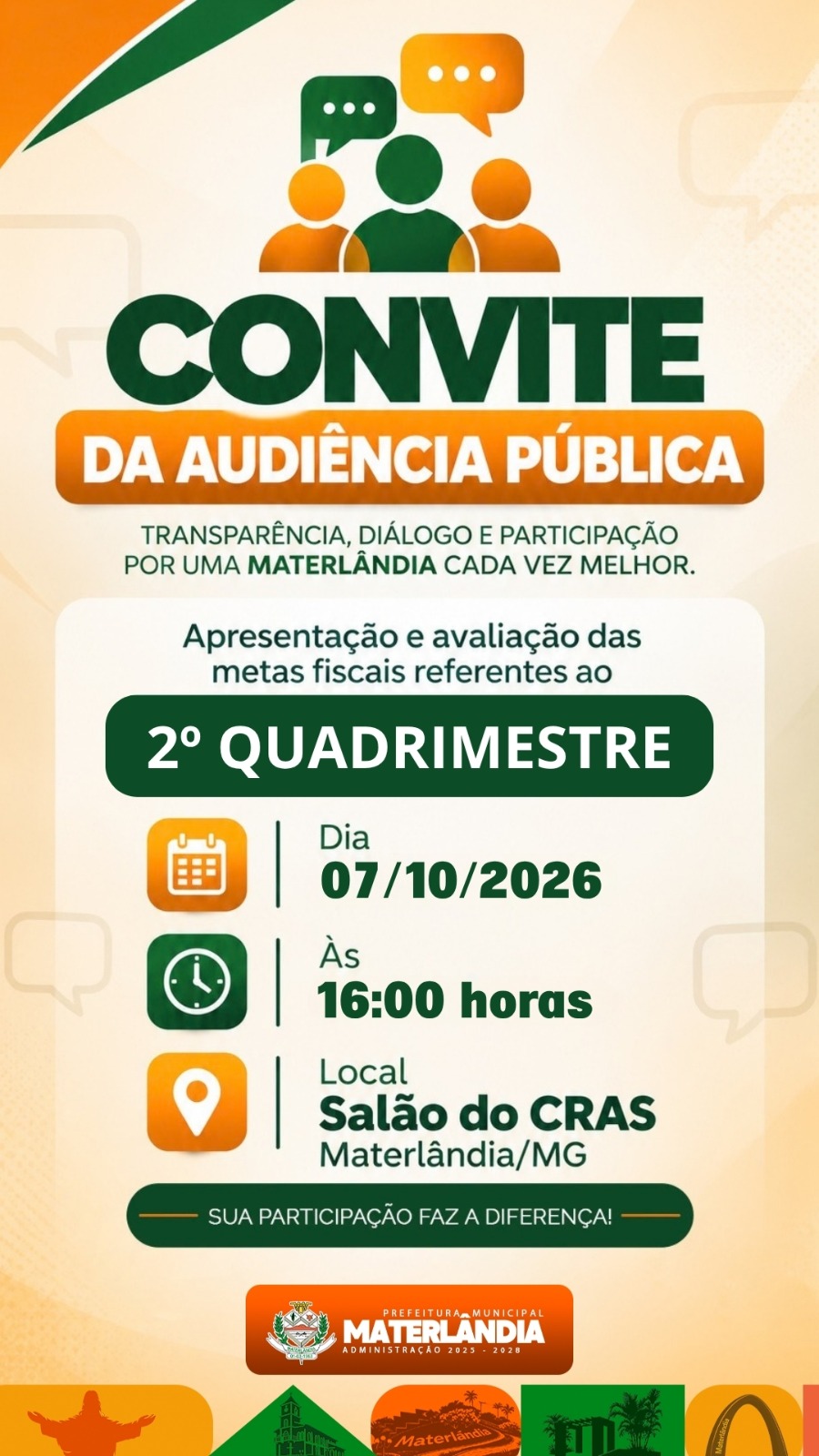 Convite da Audiência Pública — metas fiscais do 2º quadrimestre