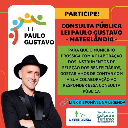 Consulta Pública Lei Paulo Gustavo (LC 195/2022) – Materlândia.