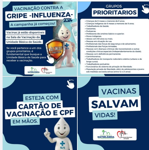 🌟🩺🦠 Vacinação contra a Gripe – Influenza 2024. 📢 A campanha já começou!